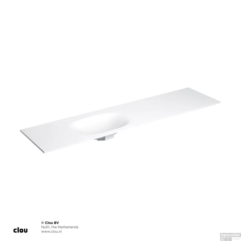 Laatste Kans Clou Hammock Wastafelblad Enkele Waskom Links 200cm Compositie 40 Aluite Mat Wit