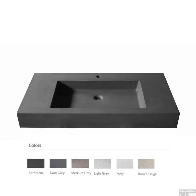 Veilige Betaling Opzet Wastafel Urbi et Orbi Plura uni 130 Beton 130x50x12 cm Donkergrijs
