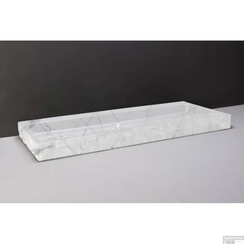 Express Levering Wastafel Forzalaqua Palermo Carrara Gepolijst & Gekapt 120,5x51,5x9 cm Inclusief Kraangat