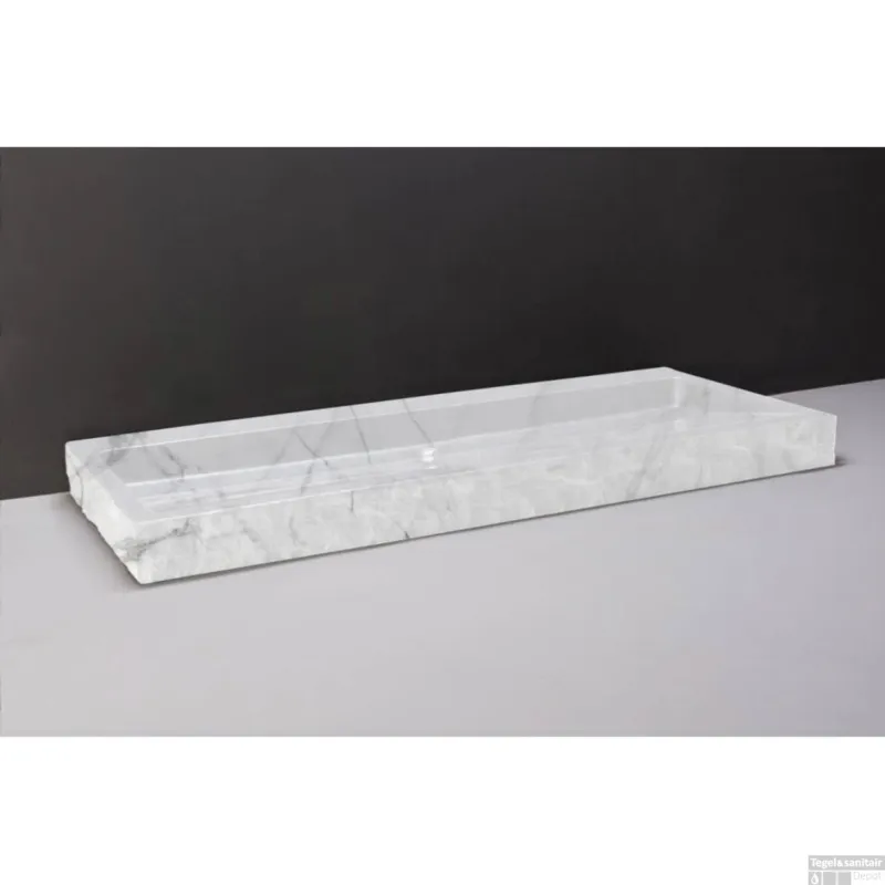 Wastafel Forzalaqua Palermo Carrara Gepolijst & Gekapt 120,5x51,5x9 cm 2 Kraangaten Gereduceerde Prijs