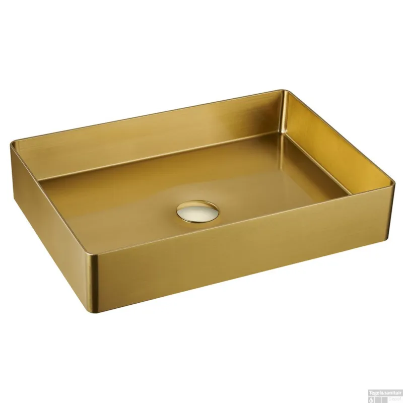 Merkproduct Waskom Sapho Aurum Vierkant 50 x 35 cm RVS Matt Goud