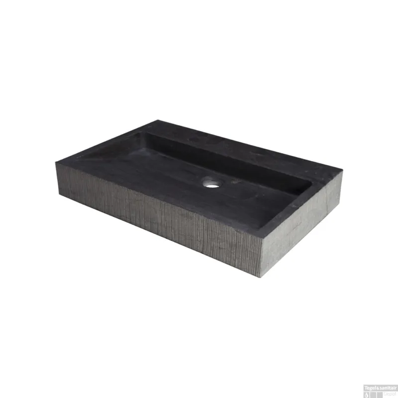 Koop Online Wastafel Forzalaqua Oslo Hardsteen Gefrijnd Zonder Kraangat Antraciet 80,5x51,5x9 cm