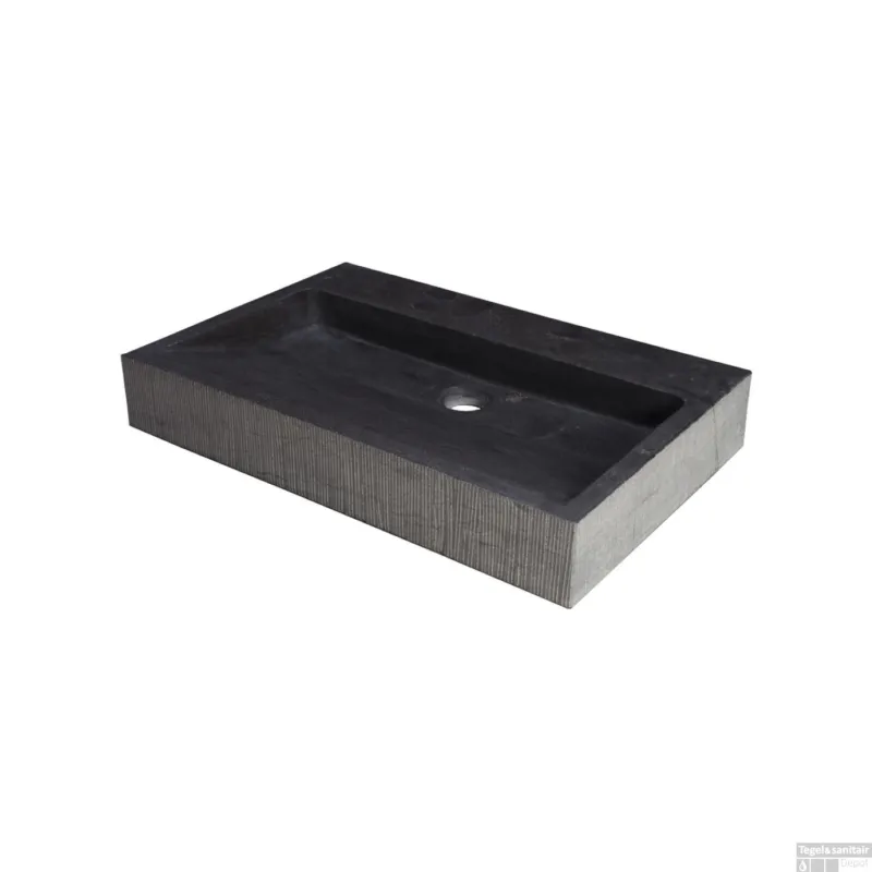 Bestel Nu Wastafel Forzalaqua Oslo Hardsteen Gefrijnd Met Kraangat Antraciet 80,5x51,5x9 cm