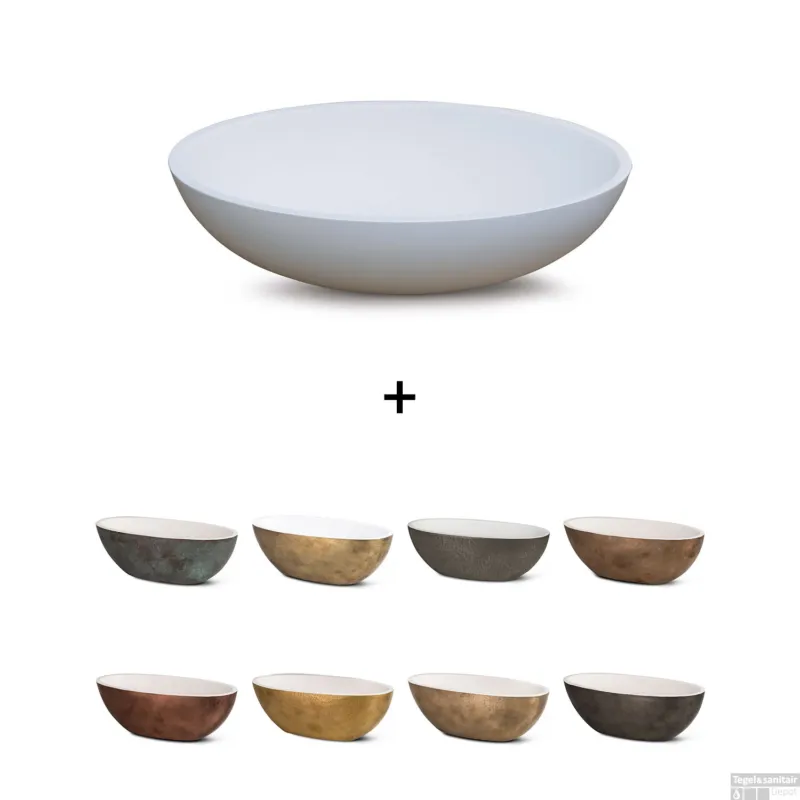 Actieprijs Waskom Luca Sanitair Bagno Metallo 48x32x12 cm Solid Surface Mat Wit (Kleurafwerking Naar Keuze)
