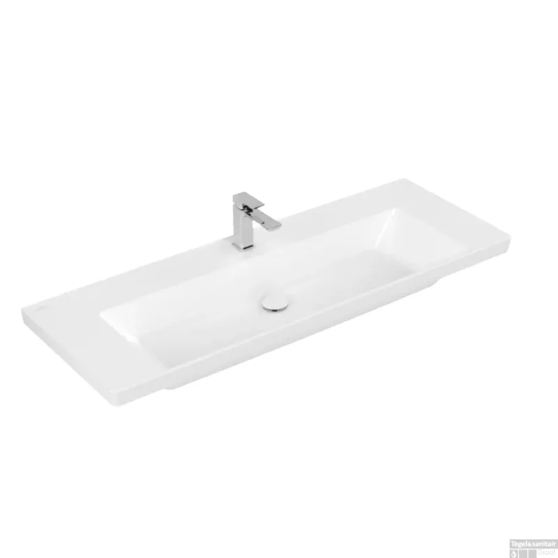 Wastafel Villeroy & Boch Subway 3.0 Met CeramicPlus 1 Kraangat Zonder Overloop 130x47x16.5 cm Stone White Hete Deal