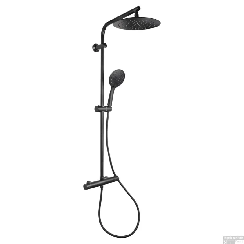 Differnz Regendouche Thermoline 25cm Stortdouche met handdouche Opbouw Mat Zwart Beste Prijs