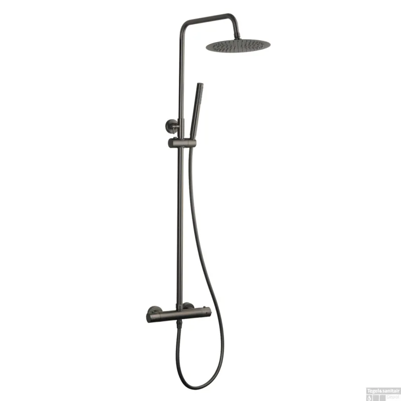 Gratis Retour Opbouw Regendouche BWS Gunmetal 25 cm Hoofddouche Cemal Thermostatisch