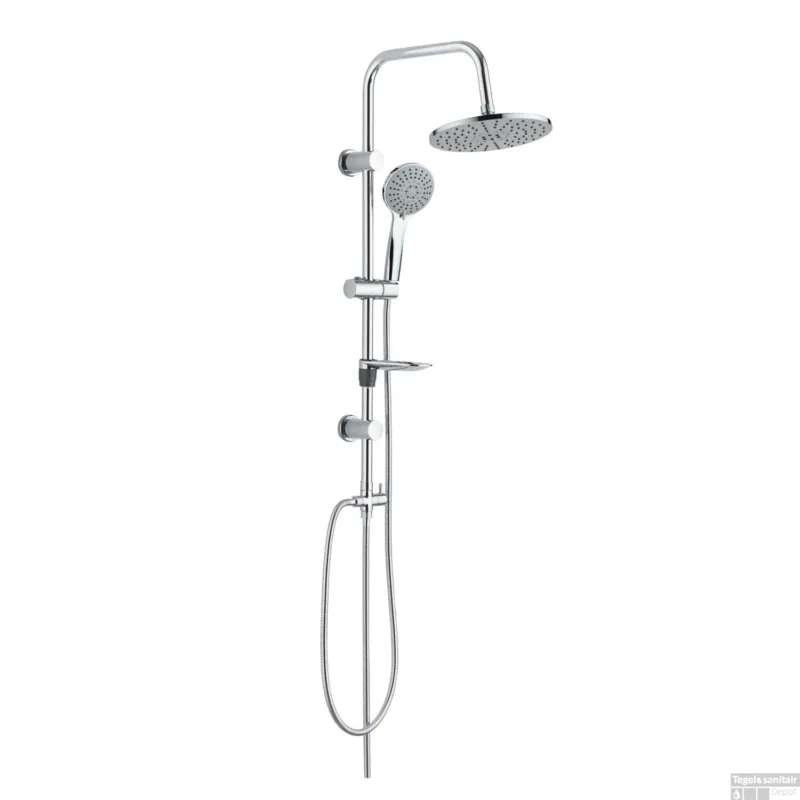 Snelle Levering BWS Regendouche Tondo Met zeephouder 20cm Stortdouche Chroom Opbouw (Excl. mengkraan)