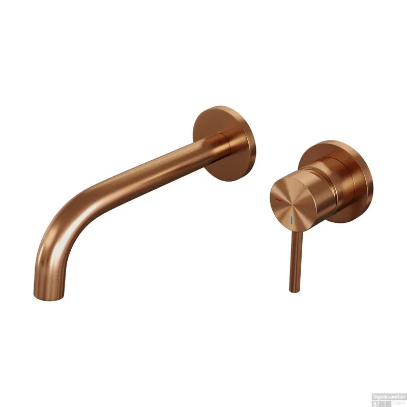 Inbouw Wastafelmengkraan Brauer Copper Edition Coldstart Gebogen Uitloop Ronde Hendel Rechts Geborsteld Koper PVD Met Rozetten Nu Kopen