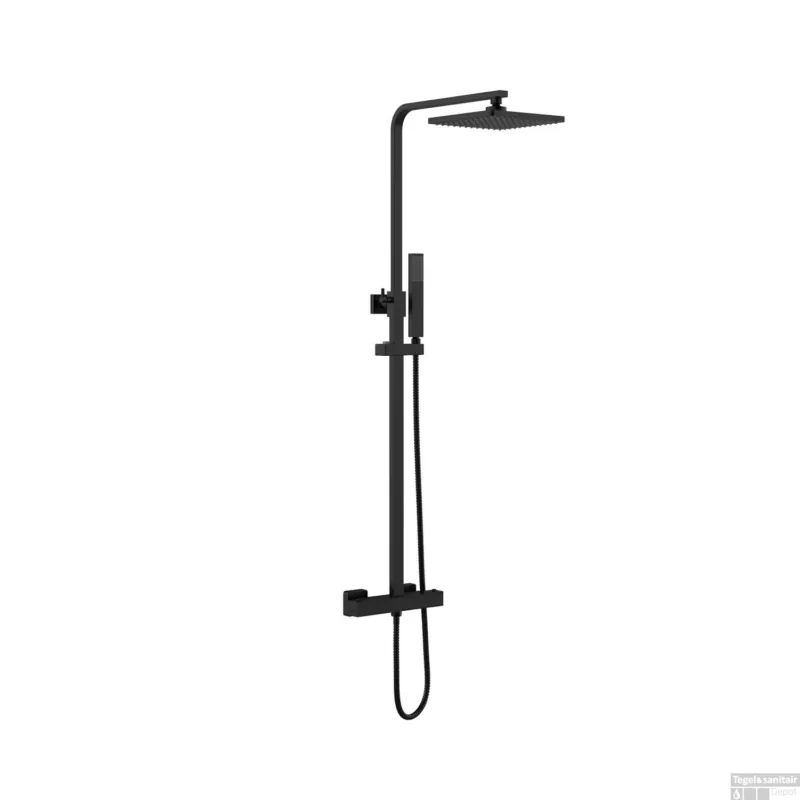 BWS Colorato Regendouche Vierkant 20cm met handdouche Mat Zwart Finale Uitverkoop