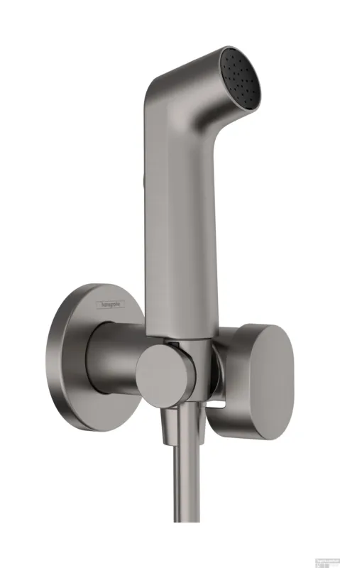 Direct Beschikbaar Hansgrohe bidethanddouche 1jet S EcoSmart voor koud water met porter en doucheslang 125 cm, Brushed Black Chrome
