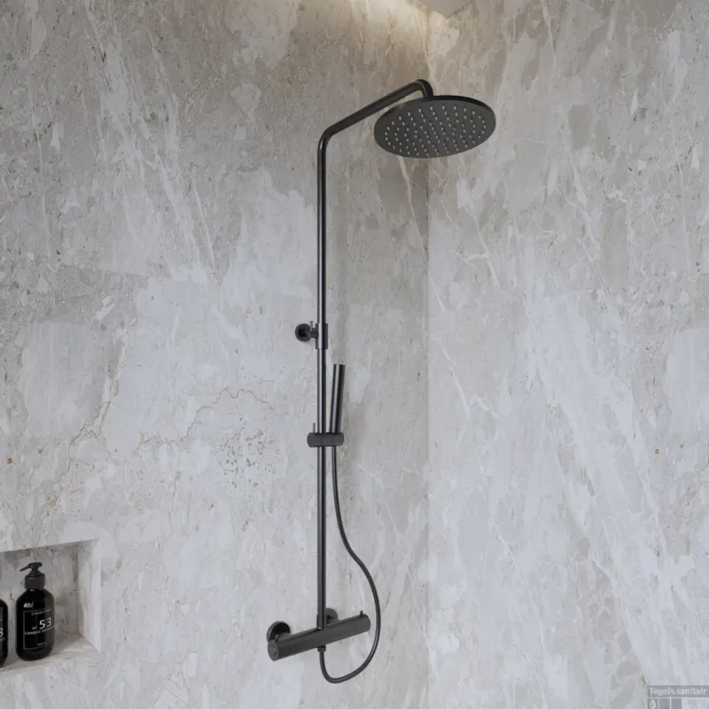 Dagaanbieding Opbouw Regendouche Set BWS Cemal Thermostatisch Gunmetal