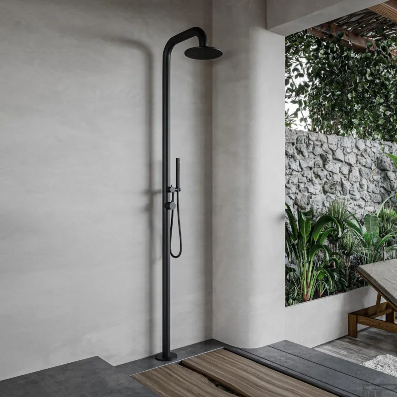 Direct Verzonden Buitendouche vrijstaand Fortifura Outdoor Deluxe Regendouche Met Handdouche Mat Zwart