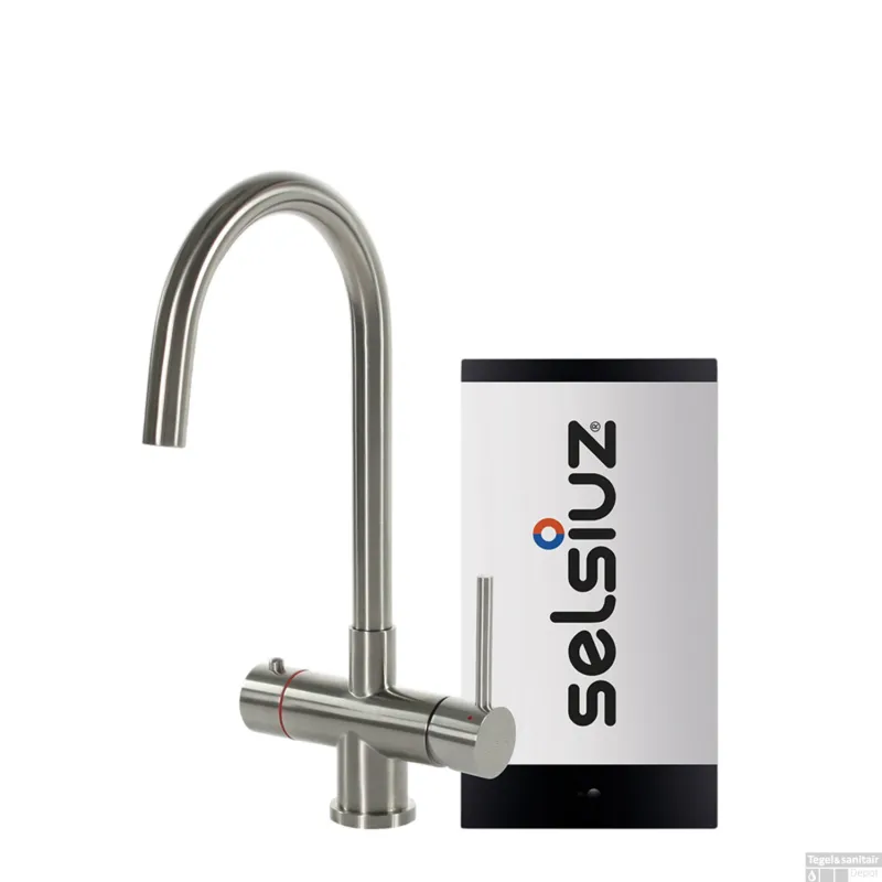 Tijdelijk Beschikbaar Kokendwaterkraan Selsiuz Steel Rond RVS Inclusief Combi Extra Boiler