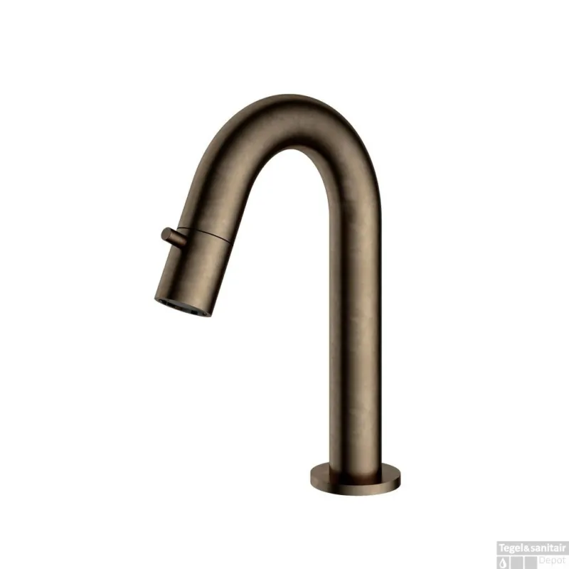 Snelle Levering Fonteinkraan Hotbath Dude 1-knop gebogen 19.3 cm Rond Verouderd Messing Living Colours