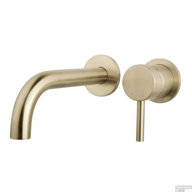 Inbouw Wastafelmengkraan Wiesbaden Caral Twenty Met Coldstart Geborsteld Messing Goud (inbouw en afbouwdeel) Op = Op