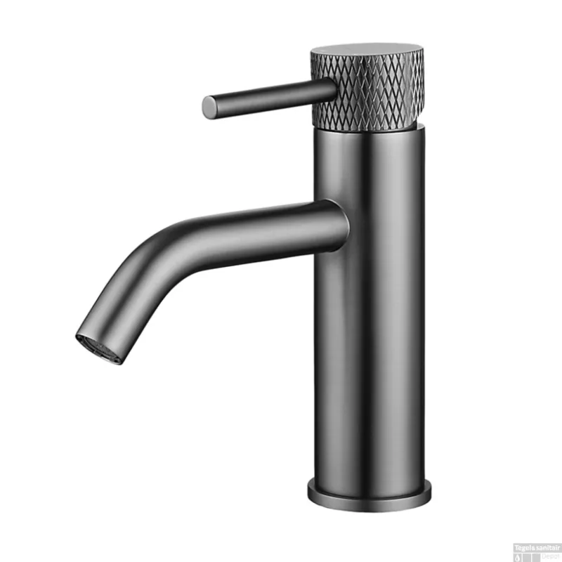 Wastafelkraan Wiesbaden Ribbd Opbouw Mengkraan Gunmetal Laatste Versie