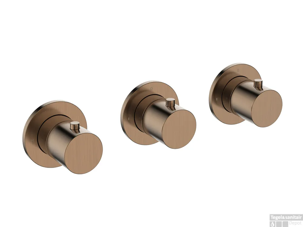 Afbouwdeel Thermostatische Douchekraan Wiesbaden Caral Met 2 Stopkranen Geborsteld Brons Koper PVD Flitsaanbieding