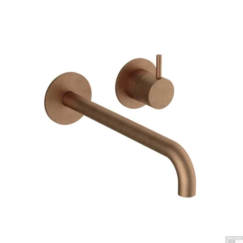 Inbouw Wastafelkraan Hotbath Cobber 25 cm Gebogen Uitloop 1-Hendel Verouderd Messing Aanbieding