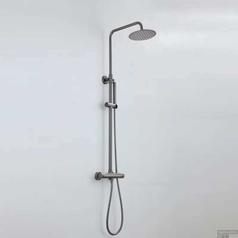 Opbouw Regendouche Set BWS Exclusive Ronde Hoofddouche 30 cm Gunmetal Laatste Versie