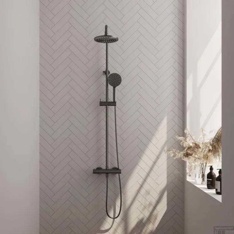 Seizoensaanbieding Regendoucheset Opbouw Brauer Gunmetal Edition 20 cm Thermostatisch met Handdouche 3-Standen Geborsteld Gunmetal
