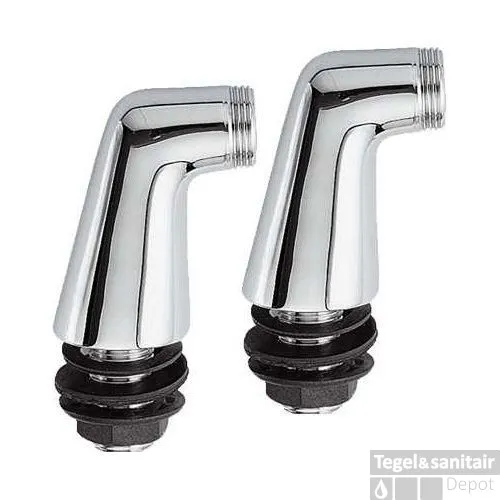 Uitverkoop Set chroom staande badrandkoppelingen 1/2x3/4