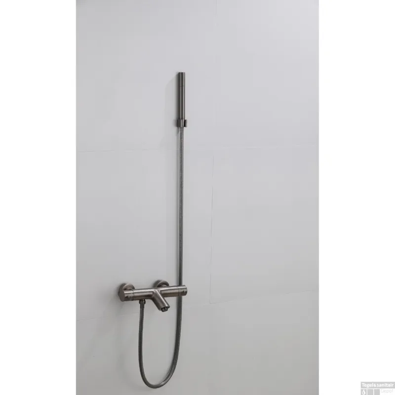 Badkraan Opbouw BWS Exclusive met Staaf Handdouche Set Gunmetal Hoge Kwaliteit