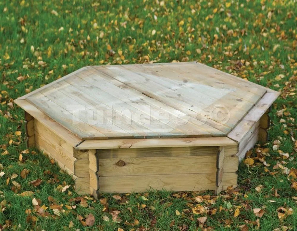 Goedkoop Zandbak zeskant met deksel - Standaard