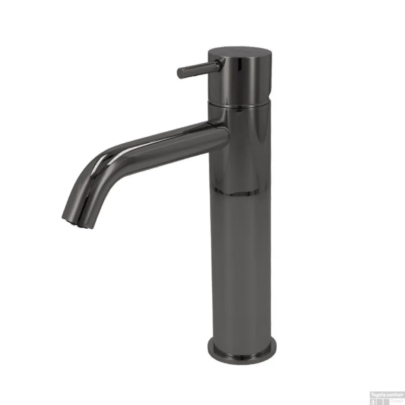 Wastafelmengkraan Hotbath Cobber 1-hendel Gebogen 21.6 cm Zwart Chroom Voordeelprijs