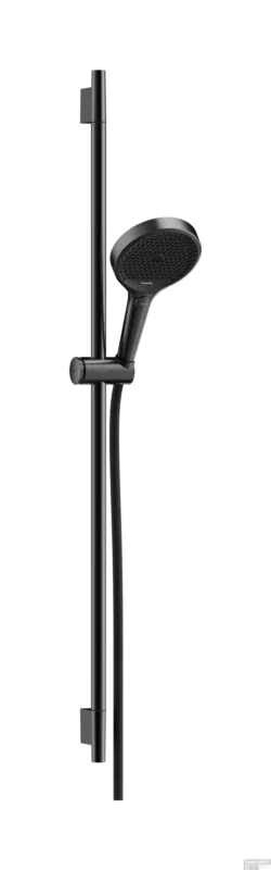 Hansgrohe Rainfinity doucheset 130 3jet EcoSmart met glijstang S Puro 90 cm, push-schuifstuk en Designflex textiel doucheslang 160 cm, Brushed Black Chrome Nu Kopen