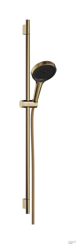 Betaalbaar Hansgrohe Rainfinity doucheset 130 3jet EcoSmart met glijstang S Puro 90 cm, push-schuifstuk en Designflex textiel doucheslang 160 cm, Polished Gold Optic