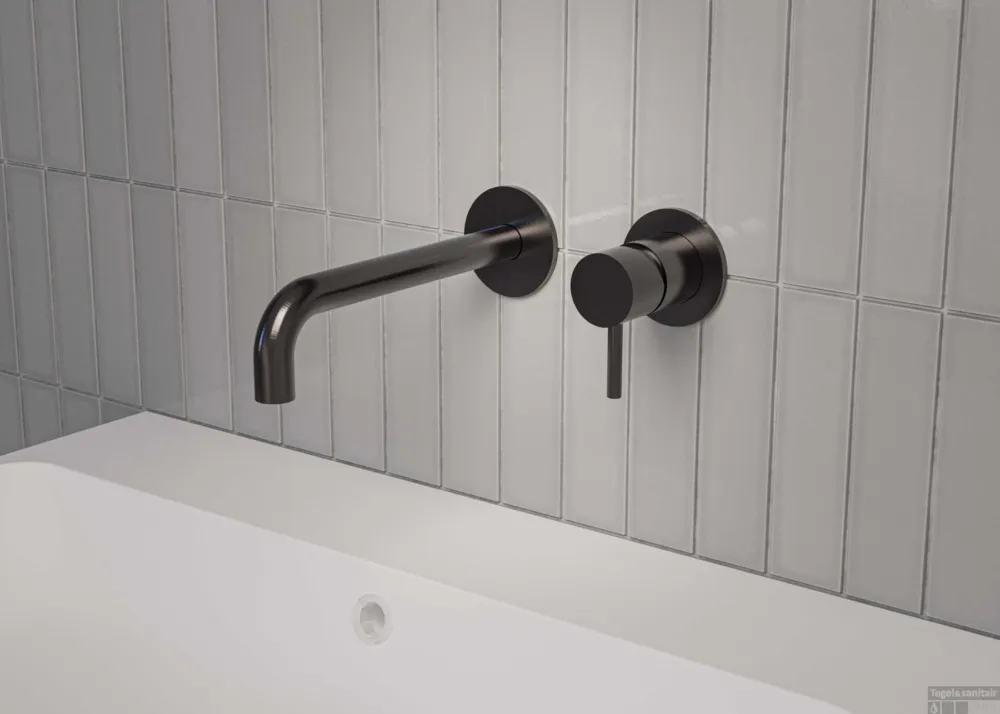 Veilige Betaling Inbouw Wastafelmengkraan MAY Stilo Eenhendel Incl. Inbouwbox Geborsteld Carbon Black PVD