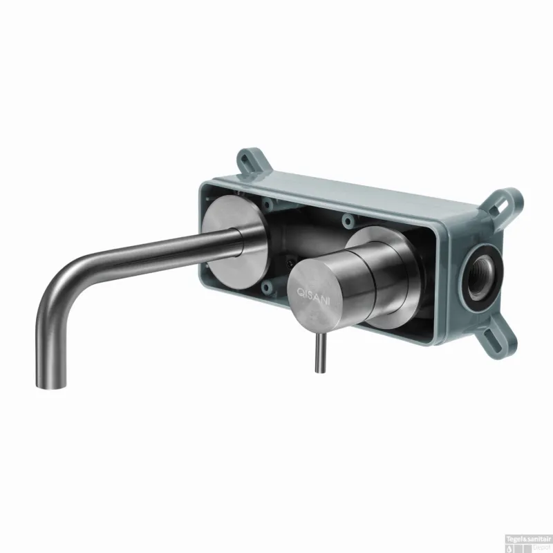 Inbouwkraan Qisani Flow Laag Geborsteld RVS Veilige Betaling