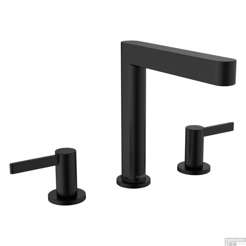 Must-Have Wastafelmengkraan Finoris HansGrohe 3-gats 160 met Push-Open Waste Mat Zwart