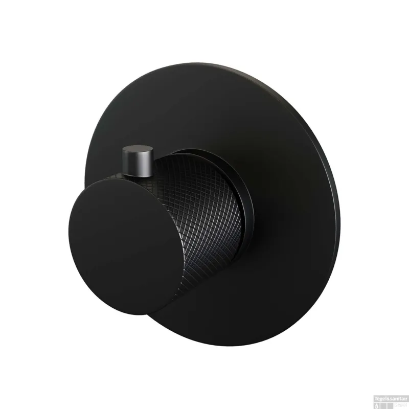 Laatste Versie Inbouwthermostaat Brauer Black Carving met Ronde knop en Rozet Mat Zwart