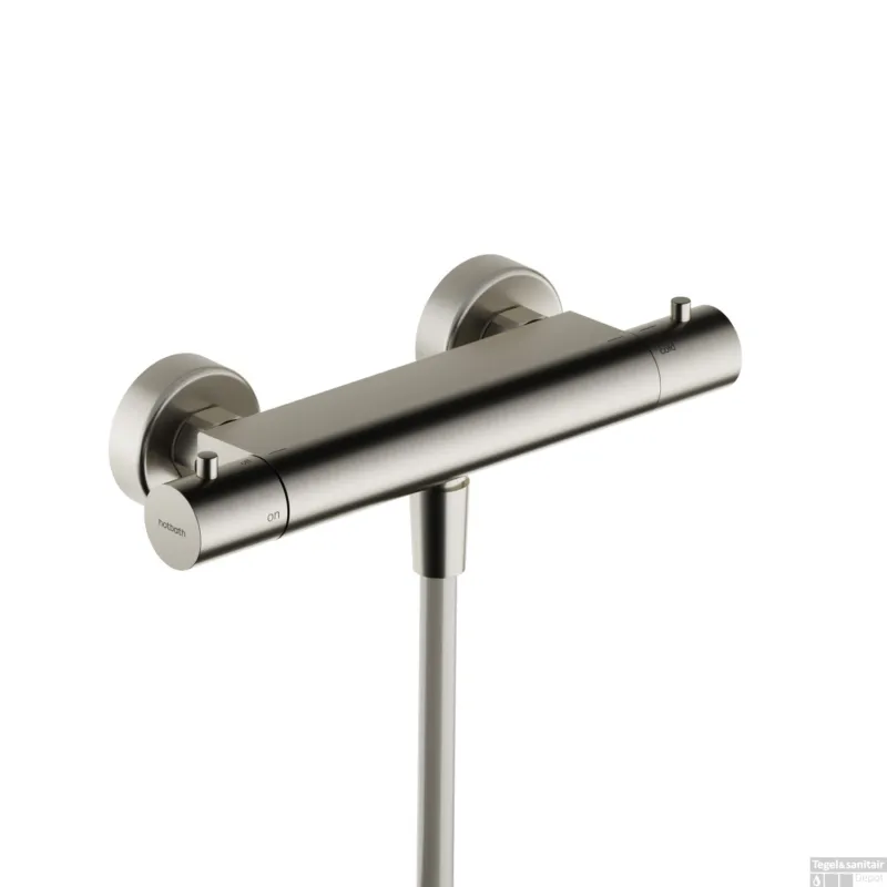 Gereduceerde Prijs Thermostatische Douchemengkraan Hotbath Ace Met 1/2 Doucheslang Onder aansluiting 26.6 Cm Geborsteld Nikkel