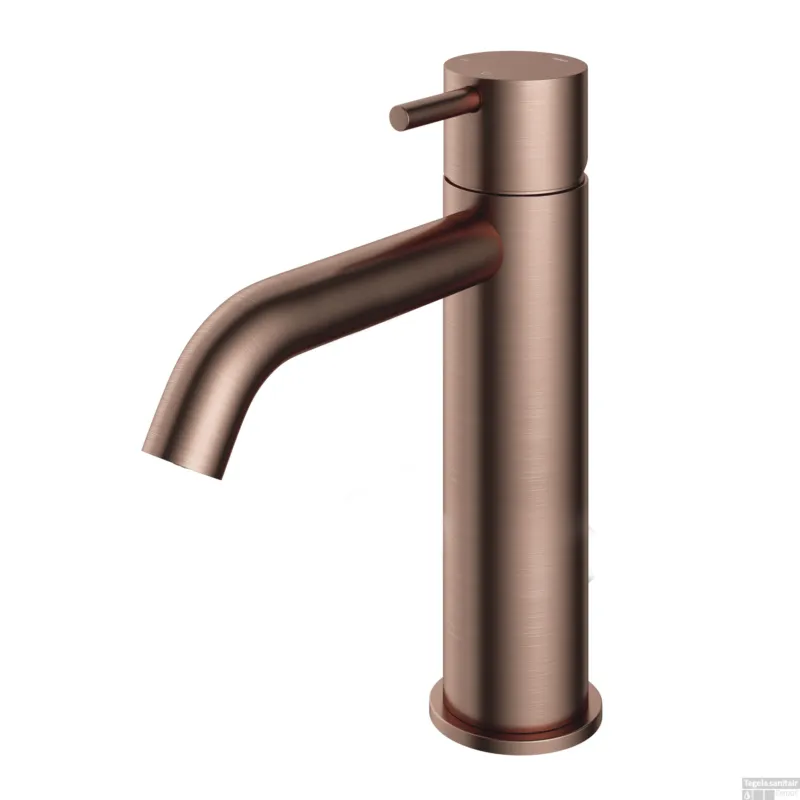 Wastafelmengkraan Hotbath Cobber 1-hendel Gebogen 21.6 cm Geborsteld Koper PVD Premium