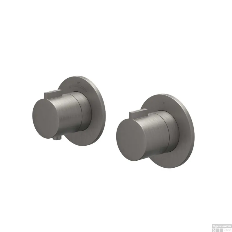 Favoriet Afbouwdeel IVY Pact Inbouwthermostaat 2-weg Stop-Omstel Met Rond Rozet Geborsteld Metal Black PVD