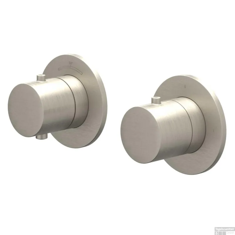 Afbouwdeel IVY Bond Inbouwthermostaat Symmetry 2-Weg Stop-Omstel Met Rond Rozet Geborsteld Nickel PVD Superprijs