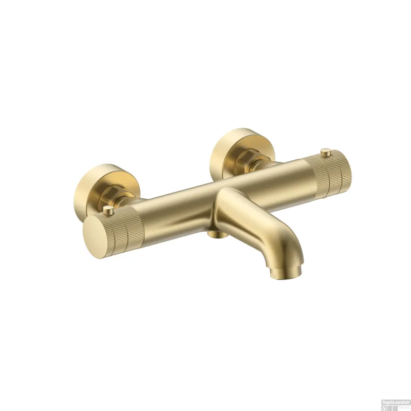 Thermostatische Badkraan BWS Sensa Thermostatisch Opbouw Knoppen Geborsteld Goud PVD Alleen Vandaag