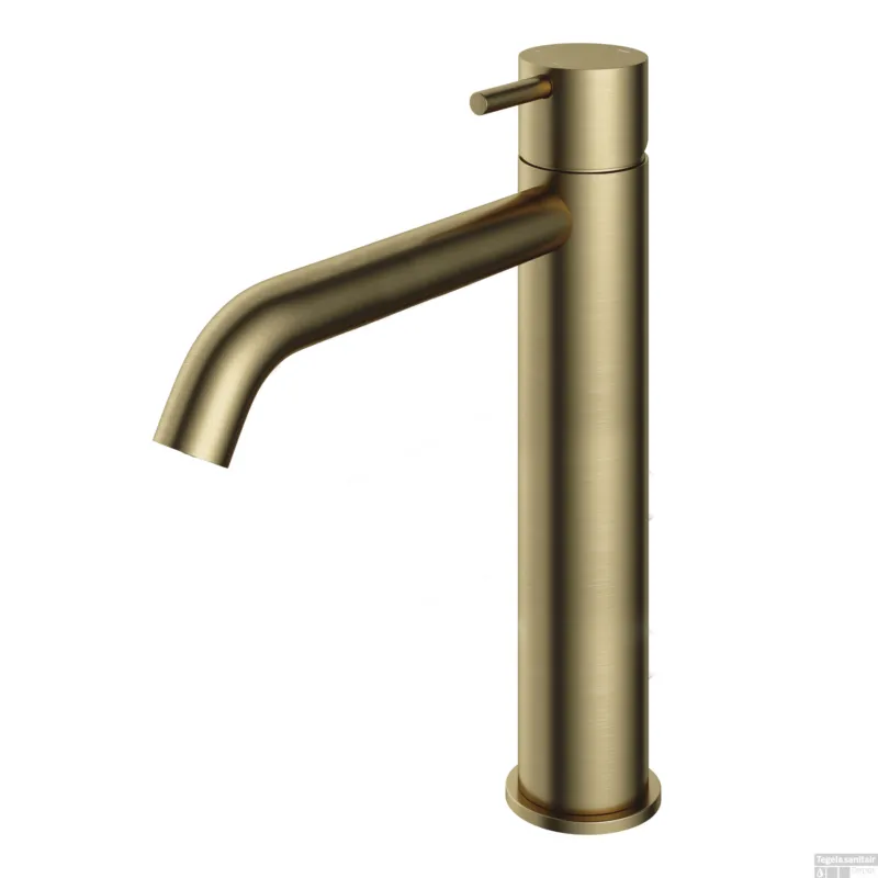 Superprijs Wastafelmengkraan Hotbath Cobber 1-hendel Gebogen 28.6 cm Geborsteld Messing Living Colours