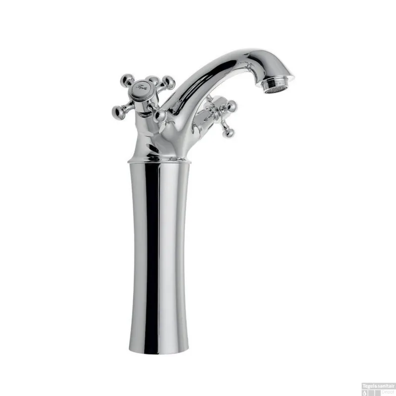 Wastafelmengkraan Sapho Antea 2-knop Gebogen Hoog 24.5 cm Chroom (incl. pop-up waste) Nieuw