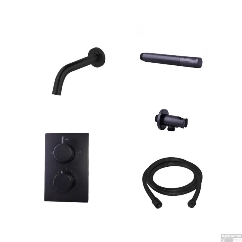 Badkraan Inbouw BWS Exclusive Compleet met Handdouche Mat Zwart Weekendaanbieding