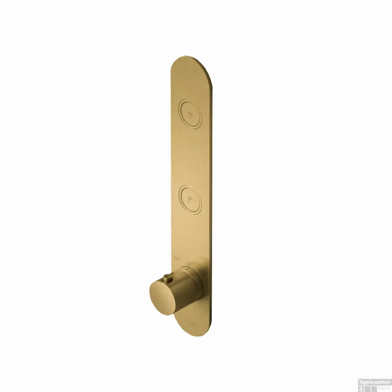 Douchethermostaat Hotbath Cobber Inbouw 2 Pushbuttons Geborsteld Messing (excl. inbouwdeel) Living Colours Fabrieksprijs