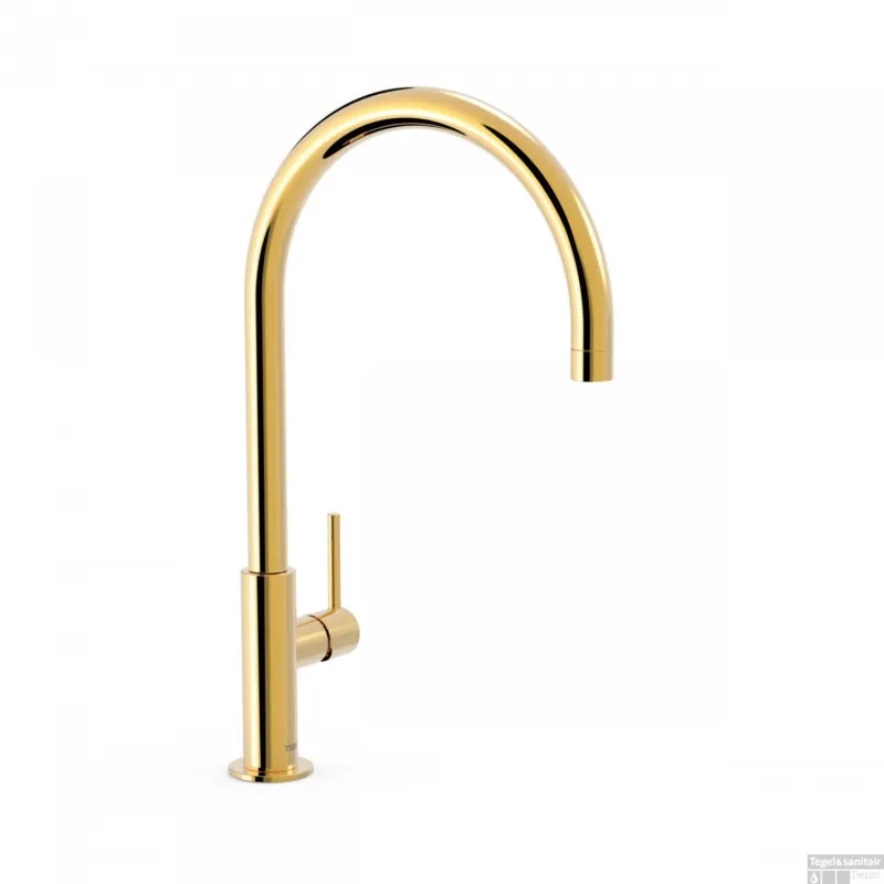 Must-Have Keukenmengkraan Tres Study Exclusive 1-Hendel Uitloop Gebogen 26 cm Rond Goud