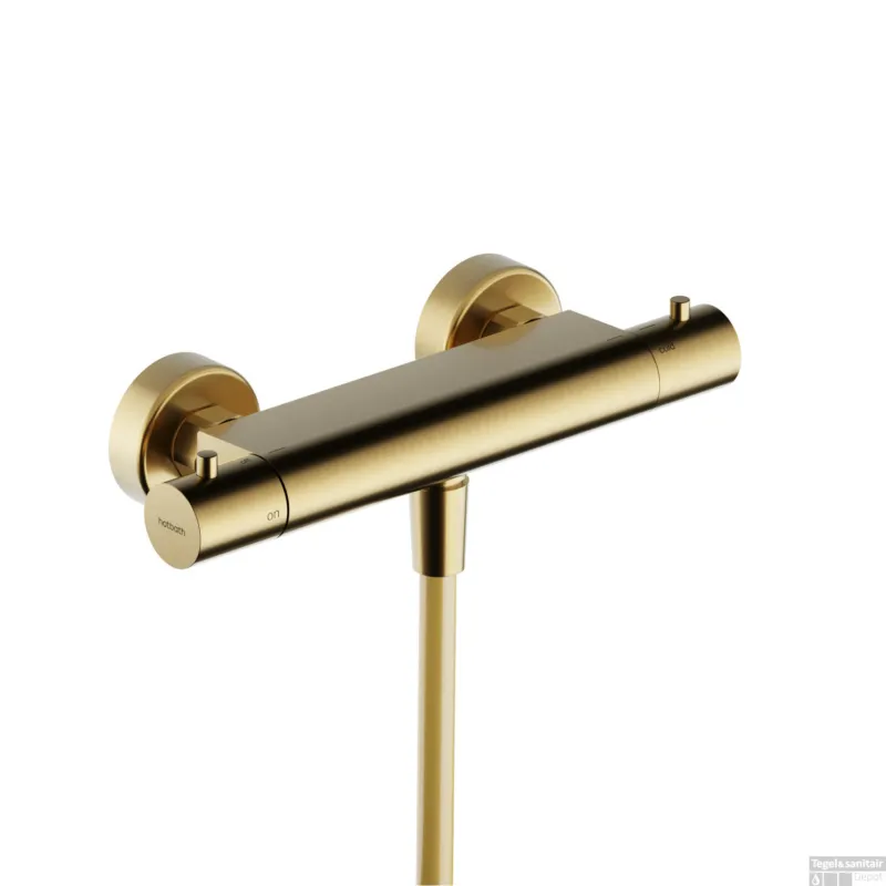 Hoge Kwaliteit Thermostatische Douchemengkraan Hotbath Ace Met 1/2 Doucheslang Onder aansluiting 26.6 Cm Geborsteld Messing PVD