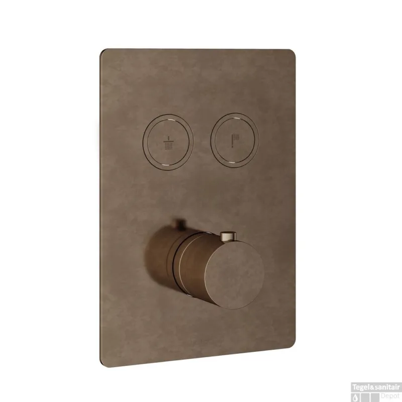 Speciale Aanbieding Douchethermostaat Hotbath Cobber Inbouw 2 Pushbuttons Vierkant Verouderd Messing (excl. inbouwdeel) Living Colours