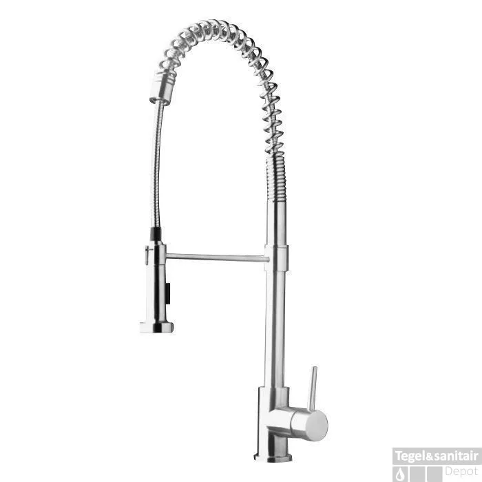 Laatste Versie Keukenkraan Best Design Flex 70cm Mengkraan Rond RVS Eengreeps Draaibaar Uitloop met Handdouche