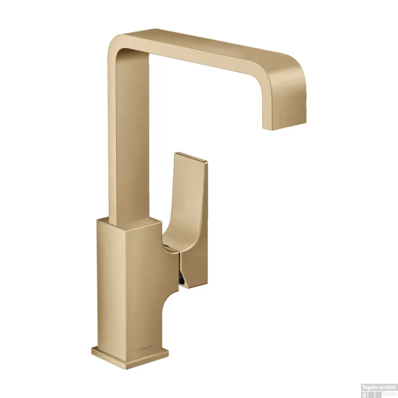 Wastafelmengkraan Metropol HansGrohe Eengreeps 230 met Rechte Greep en Push-Open Afvoer Geborsteld Brushed Bronze Seizoensaanbieding