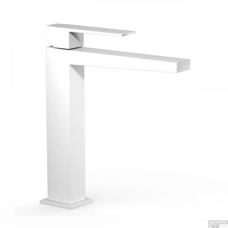Wastafelmengkraan Tres Slim Exclusive Vierkant Met Hendel Mat Wit Betrouwbaar